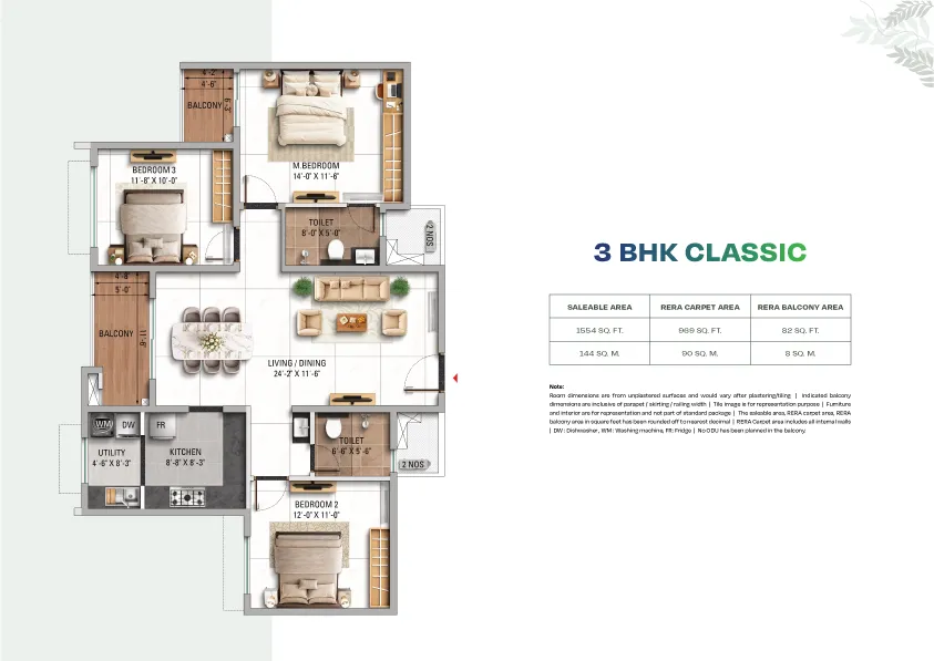 Blurred preview of an Altura 3 BHK Classic floor plan